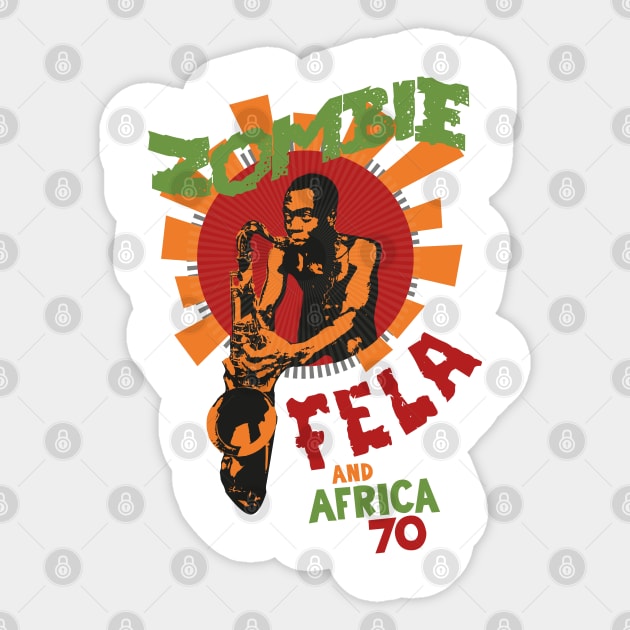 Fela Kuti's 'Zombie' Album Tribute: Psychedelic Afrobeat Illustration Sticker by Boogosh